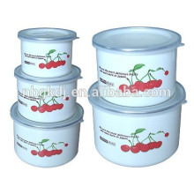 high ice bowl with PE lids & coating enamel enamel mugs sets